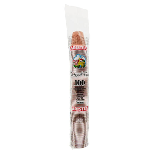 Aristea Lot de 100 Verres en Plastique Blanc & Marron 80 cc