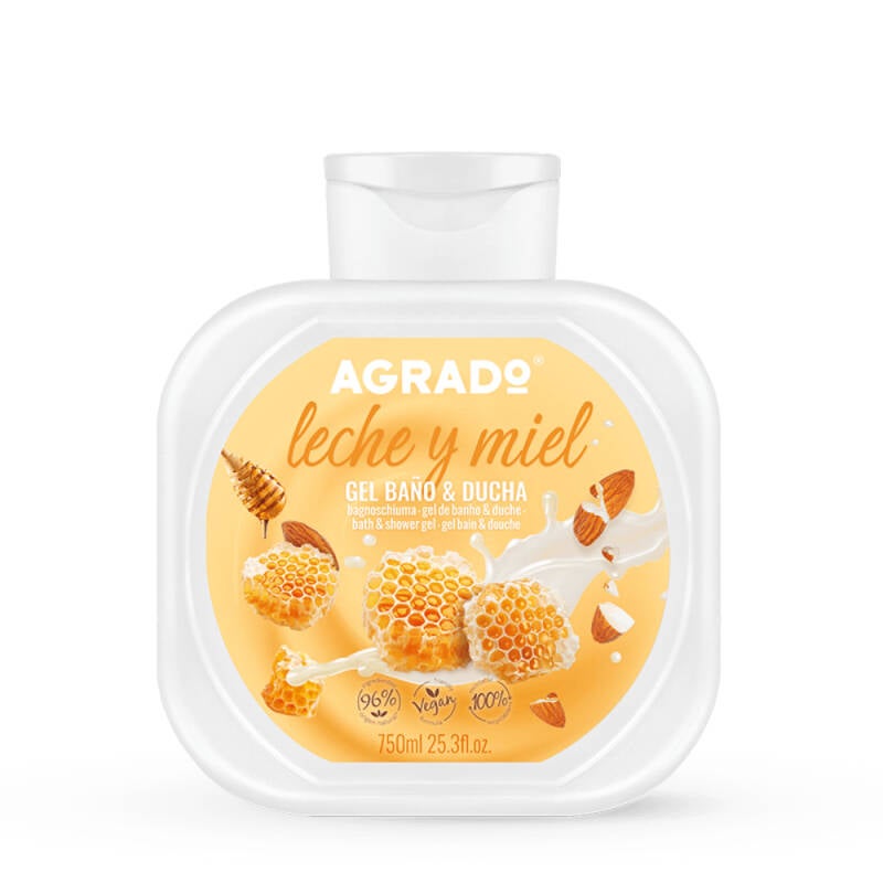 Agrado Bain Moussant & Gel Douche Lait et Miel 750 ml