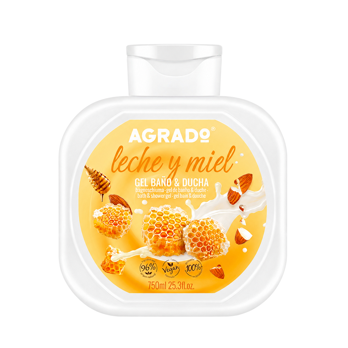 Agrado Bain Moussant & Gel Douche Lait et Miel 750 ml